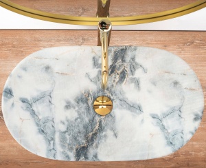 LAVOAR REA ROYAL, GRANIT MAT, 60,5 CM, EFECT DE MARMURA MATA, DIN CERAMICA, CALITATE SUPERIOARA - Img 4
