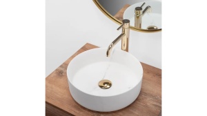 LAVOAR REA SAMI, MARBLE MAT, 36 CM, EFECT DE MARMURA ALBA MATA, DIN CERAMICA, CALITATE SUPERIOARA - Img 4