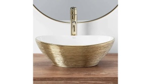 LAVOAR REA SOFIA, ALB/AURIU PERIAT, 41 CM, DIN CERAMICA, CALITATE SUPERIOARA - Img 4