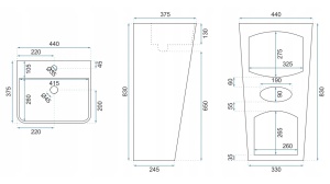 LAVOAR REA STATIV ARIS, 83 CM, ALB, DIN CERAMICA, CALITATE SUPERIOARA - Img 6