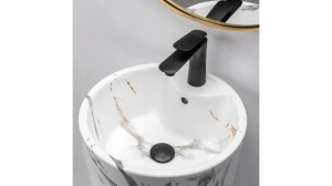 LAVOAR REA STATIV BLANKA, MARBLE, 84 CM, EFECT DE MARMURA ALBA, DIN CERAMICA, CALITATE SUPERIOARA - Img 4