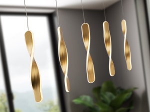 LUSTRA/PLAFONIERA TWIST, 77 CM, AURIU PERIAT/OPAL, DIN METAL, ALUMINIU SI ACRIL, STIL MODERN - Img 2