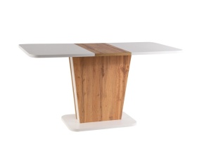 MASA DINING EXTENSIBILA CALIPSO, 110/145 CM, STEJAR WOTAN/ALB MAT, DIN PAL LAMINAT, STIL MODERN - Img 1