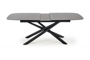 MASA DINING EXTENSIBILA CAPELLO, GRI INCHIS/NEGRU, 180/240 CM, BLAT DIN STICLA SI PICIOARE DIN METAL, STIL MODERN, HALMAR - Img 4