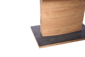 MASA DINING EXTENSIBILA CONCORD, STEJAR AURIU/GRI, 140/180 CM, BLAT DIN STICLA, MDF SI PICIOR DIN METAL, STIL MODERN - Img 7