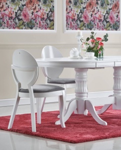 MASA DINING EXTENSIBILA JOSEPH, ALBA, 150/190 CM, BLAT DIN MDF SI PICIOARE DIN LEMN MASIV, STIL CLASIC - Img 3