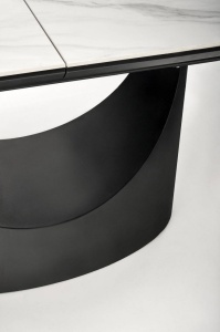 MASA DINING EXTENSIBILA OSMAN, ALB CU EFECT DE MARMURA/NEGRU, 160/220 CM, DIN CERAMICA SI METAL, STIL MODERN - Img 7