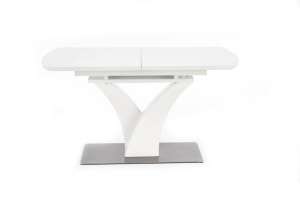 MASA DINING EXTENSIBILA PALERMO, ALB MAT/CROM, 140/180 CM, DIN STICLA, MDF SI METAL, STIL MODERN - Img 8