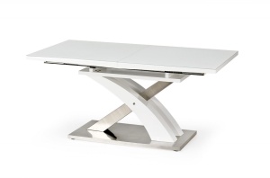 MASA DINING EXTENSIBILA SANDOR 2, ALB/CROM, 160/220 CM, BLAT DIN STICLA, MDF SI PICIOARE DIN METAL, STIL MODERN - Img 3