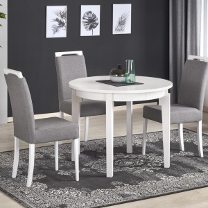 MASA DINING EXTENSIBILA SORBUS, ALBA, 100/200 CM, BLAT DIN MDF SI PICIOARE DIN LEMN MASIV, STIL CLASIC - Img 2