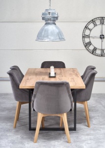 MASA DINING EXTENSIBILA VENOM, STEJAR WOTAN/NEGRU, 160/210 CM, BLAT DIN MDF LAMINAT SI PICIOARE DIN METAL, STIL VINTAGE - Img 4