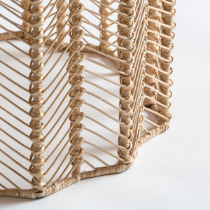 MASA DINING PLISSÉ REF. 28401, DIN LEMN MASIV DE MAHON, METAL SI RATTAN, STIL MODERN, VIC - Img 5