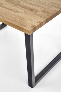 MASA DINING RADUS, STEJAR/NEGRU, 140 CM, BLAT DIN LEMN MASIV SI PICIOARE DIN METAL, STIL VINTAGE - Img 2