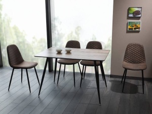 MASA DINING REMUS, 120 CM, NUC/NEGRU, BLAT DIN MDF SI PICIOARE DIN METAL, STIL MODERN - Img 1