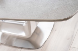 MASA EXTENSIBILA ARMANI, GRI DESCHIS/CROM, 160/220 CM, DIN CERAMICA, MDF SI METAL, STIL MODERN - Img 5