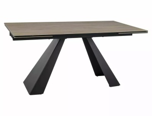 MASA EXTENSIBILA SALVADORE SABBIA, MARO DESCHIS/NEGRU MAT, 160/240 CM, DIN STICLA SECURIZATA, CERAMICA SI METAL, STIL MODERN - Img 2