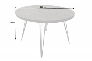 MASA ROUNDA SCORPION 120CM, LEMN MASIV DE SALCAM SI METAL, DESIGN INDUSTRIAL - Img 2