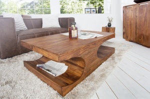 MASUTA DE CAFEA 120CM,GOA, DIN LEMN MASIV, DESIGN RUSTIC - Img 1