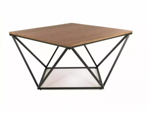 MASUTA DE CAFEA SILVER A, 80 CM, NUC/NEGRU, BLAT DIN MDF, FURNIR SI CADRU DIN METAL, STIL MODERN - Img 2