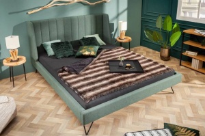 PAT( CADRU), BEAUTE 160X 200CM, COD 40764, DIN LEMN MASIV SI TEXTIL - Img 1