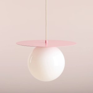 PENDUL LOOP L, 200 CM, ROZ, DIN STICLA SI METAL, STIL MODERN - Img 4