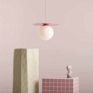 PENDUL LOOP M, 200 CM, ROZ, DIN STICLA SI METAL, STIL MODERN - Img 3