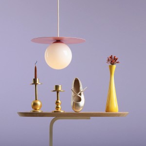 PENDUL LOOP S, 200 CM, ROZ, DIN STICLA SI METAL, STIL MODERN - Img 4