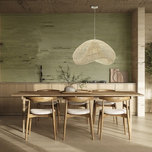 PENDUL SABAH, 80 CM, ALB/NATURAL, DIN METAL SI RATAN, STIL MODERN - Img 1
