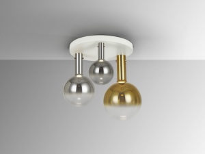 PLAFONIERA MATICES, 52 CM, ALB MAT/AURIU/FUMURIU, DIN METAL SI STICLA STIL MODERN - Img 2