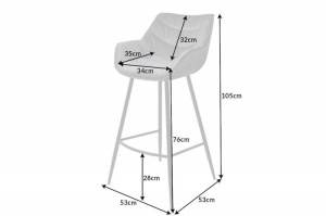 SCAUN BAR, DUTCH, COD 41442, DIN METAL SI CATIFEA GRI, DESIGN MODERN - Img 3