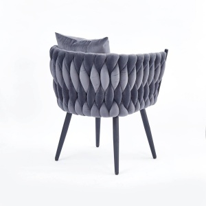 SCAUN CONFORTABIL AVATAR 2, GRI/NEGRU, TAPITERIE DIN CATIFEA SI PICIOARE DIN METAL, STIL MODERN - Img 2