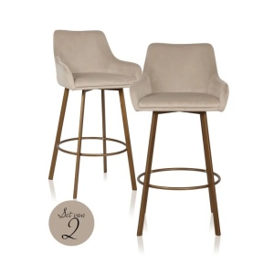 SCAUN DE BAR CRESSIDA KAKI QUARTZ VELVET, S4571, CONFECTIONAT DIN SPUMA, LEMN SI 100% POLIESTER, RICHMOND INTERIORS - Img 1