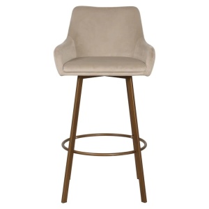 SCAUN DE BAR CRESSIDA KAKI QUARTZ VELVET, S4571, CONFECTIONAT DIN SPUMA, LEMN SI 100% POLIESTER, RICHMOND INTERIORS - Img 4