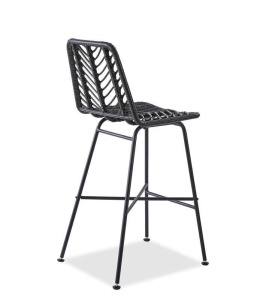 SCAUN DE BAR H97, NEGRU/NEGRU, TAPITERIE DIN RATTAN SI PICIOARE DIN METAL, STIL MODERN - Img 3