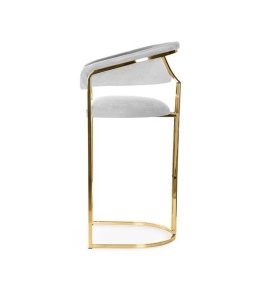 SCAUN DE BAR MARCILLE 2, 60 CM, GRI/AURIU, TAPITERIE DIN CATIFEA SI PICIOARE DIN METAL, STIL MODERN, ATR - Img 3