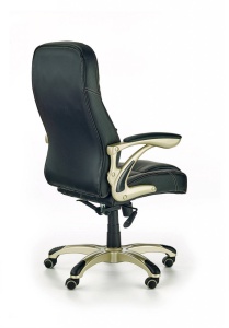 SCAUN DE BIROU CARLOS, NEGRU/CROM, TAPITERIE DIN PIELE ECOLOGICA SI PICIOARE DIN METAL, STIL MODERN - Img 2