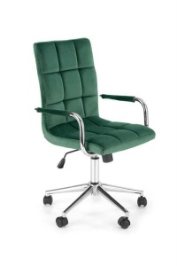 SCAUN DE BIROU GONZO 4, VERDE/CROM, TAPITERIE DIN CATIFEA SI PICIOARE DIN METAL, STIL MODERN - Img 1