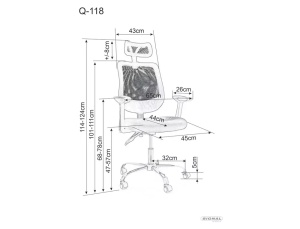 SCAUN DE BIROU PIVOTANT Q-118, NEGRU/CROM, TAPITERIE DIN STOFA SI PLASA SI PICIOR DIN METAL, STIL MODERN - Img 2