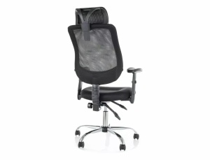 SCAUN DE BIROU PIVOTANT Q-118R, NEGRU/CROM, TAPITERIE DIN STOFA SI PLASA SI PICIOR DIN METAL, STIL MODERN - Img 2