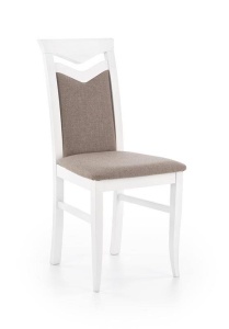 SCAUN DINING CITRONE, BEJ INARI 23/ALB, TAPITERIE DIN STOFA SI PICIOARE DIN LEMN MASIV DE FAG, STIL MODERN - Img 1