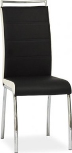 SCAUN DINING H-442 NEGRU / ALB / CROM STIL MODERN - Img 2