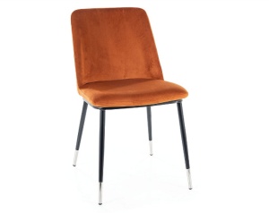 SCAUN DINING JILL, SCORTISOARA BLUVEL 4215/NEGRU MAT/CROM, TAPITERIE DIN CATIFEA SI PICIOARE DIN METAL, STIL MODERN - Img 1