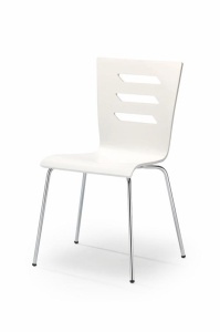 SCAUN DINING K155, ALB/CROM, PLACAT INDOIT SI PICIOARE DIN METAL, STIL MODERN - Img 1