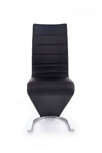 SCAUN DINING K194, NEGRU/ALB/CROM, CU TAPITERIE DIN PIELE ECOLOGICA, PLACAJ LACUIT SI PICIOARE DIN METAL, STIL MODERN - Img 5