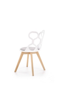 SCAUN DINING K308, ALB/GRI/STEJAR, CU TAPITERIE DIN STOFA, POLIPROPILENA SI PICIOARE DIN LEMN MASIV, STIL MODERN - Img 2