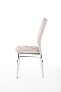 SCAUN DINING K309, BEJ/CROM, CU TAPITERIE DIN STOFA SI PICIOARE DIN METAL, STIL MODERN - Img 5