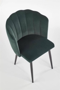 SCAUN DINING K386, VERDE INCHIS/NEGRU, CU TAPITERIE DIN CATIFEA SI PICIOARE DIN METAL, STIL MODERN - Img 4
