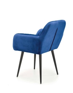 SCAUN DINING K429, ALBASTRU/NEGRU, CU TAPITERIE DIN CATIFEA SI PICIOARE DIN METAL, STIL MODERN - Img 3