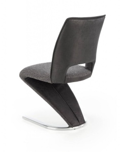 SCAUN DINING K441, GRI/NEGRU/CROM, CU TAPITERIE DIN STOFA, PIELE ECOLOGICA SI PICIOARE DIN METAL, STIL MODERN, HALMAR - Img 4