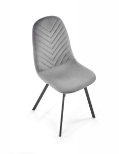 SCAUN DINING K462, GRI/NEGRU, CU TAPITERIE DIN CATIFEA SI PICIOARE DIN METAL, STIL MODERN - Img 3